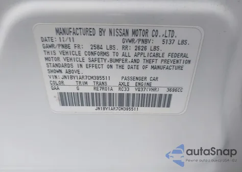 2012 Infiniti M37X from USA, damaged, VIN JN1BY1AR7CM395511